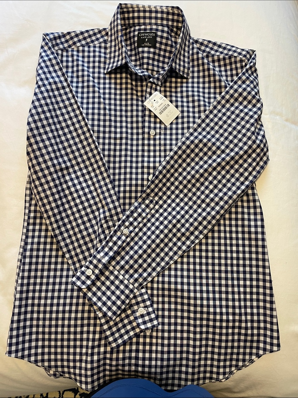 Crewcuts Navy and White Gingham Dress Shirt